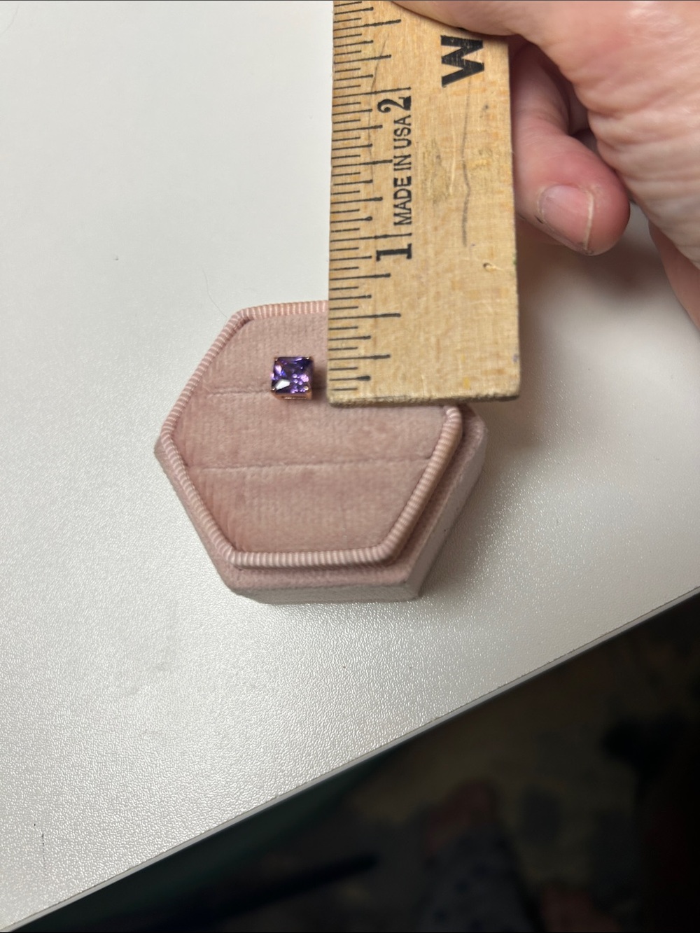 Gorgeous Square Amethyst Stud Earrings in Rose Gold - Picture 15 of 16